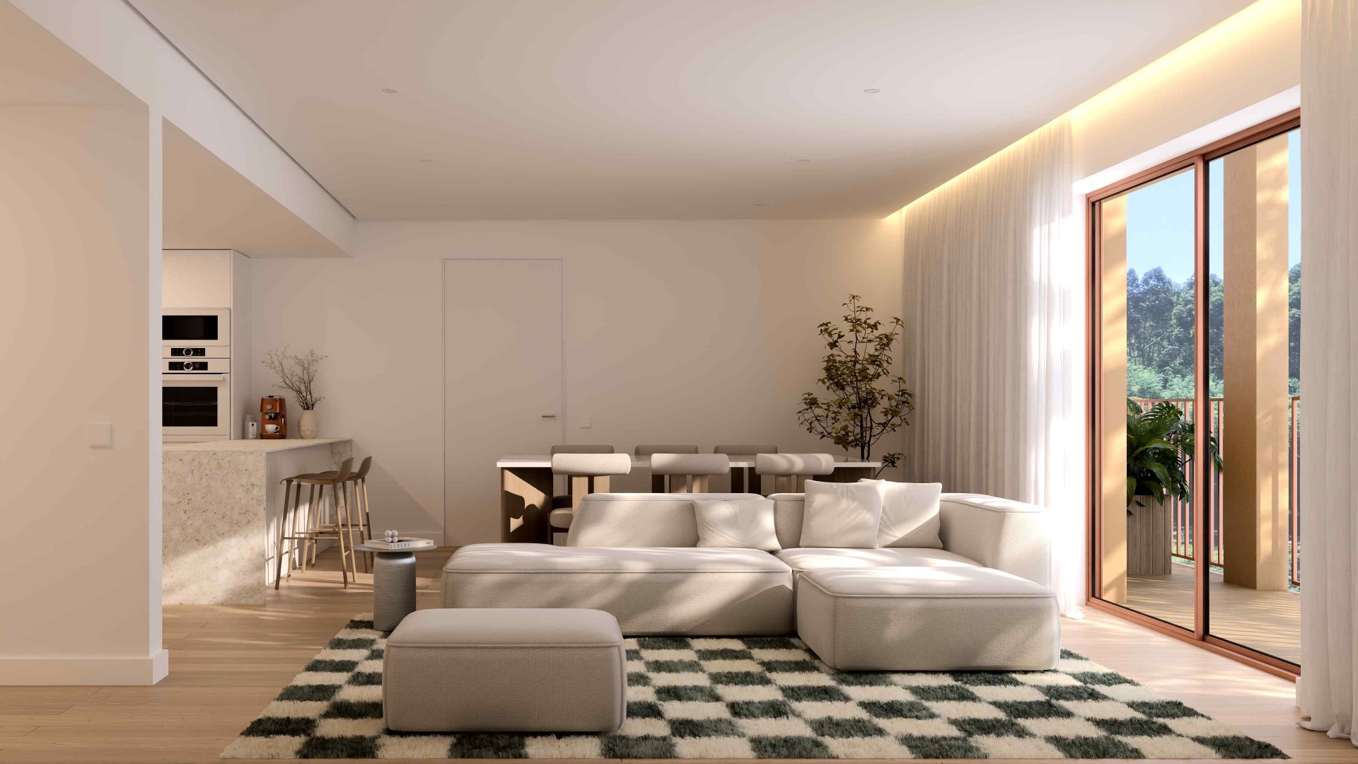 Sala ampla com acesso à varanda — Bloco D